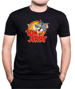 Remera Negra Hombre Tom y Jerry