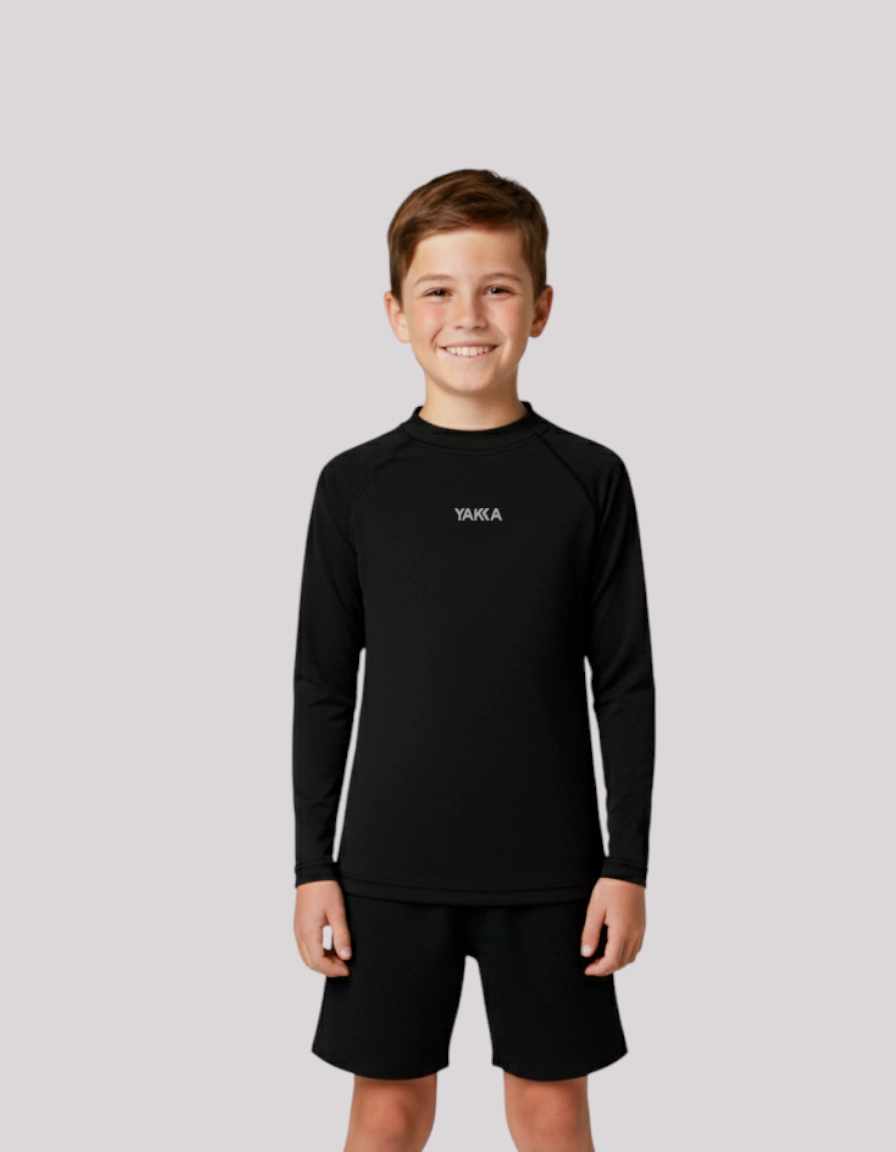 Remera Larga Filtro UV Negro Niños