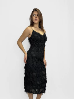 VESTIDO MIDI PLUMAS (P) - comprar online