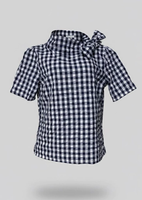BLUSA XADREZ AZUL MARINHO - ALGODÃO