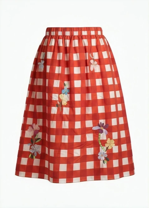SAIA VICHY VERMELHA - ALGODÃO