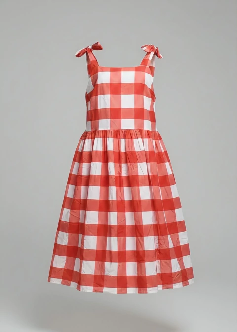 VESTIDO XADREZ LARANJA - ALGODÃO