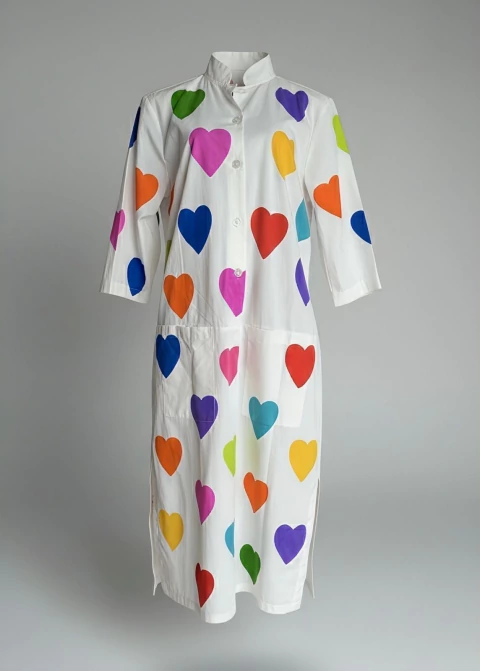 VESTIDO CORAÇÃO COLORIDO - ALGODÃO