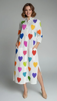 VESTIDO CORAÇÃO COLORIDO - ALGODÃO - comprar online