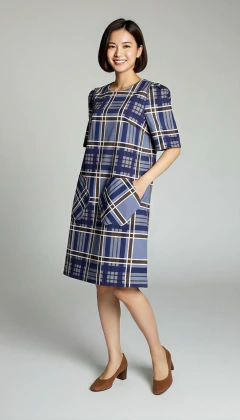 VESTIDO XADREZ AZUL - SARJA - comprar online