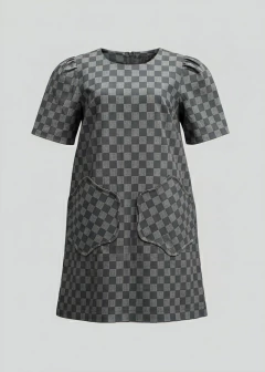 VESTIDO XADREZ PRETO - SARJA