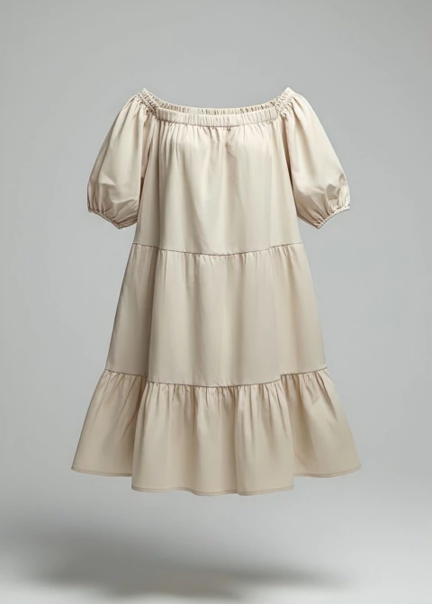 VESTIDO BEGE - ALGODÃO