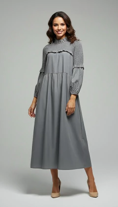 VESTIDO CINZA - ALGODÃO - comprar online