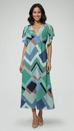 VESTIDO GEOMETRICO - SEDA - comprar online