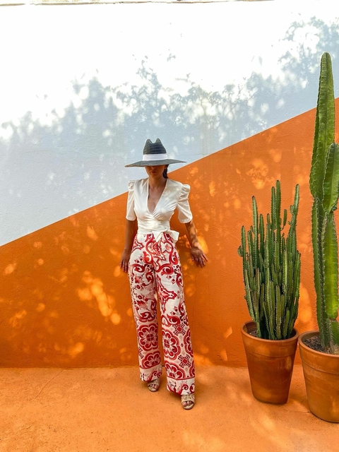 CALÇA MALASIA VERMELHA - LINHO