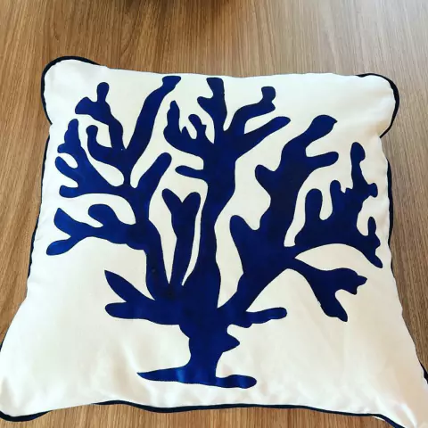 ALMOFADA CORAL AZUL - SARJA ITALIANA