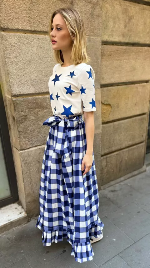 SAIA ISIS PATRICIA AZUL - ALGODÃO