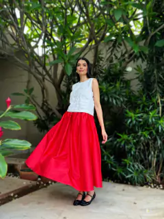 SAIA MUNIQUE VERMELHA - TAFETÁ DE SEDA - comprar online