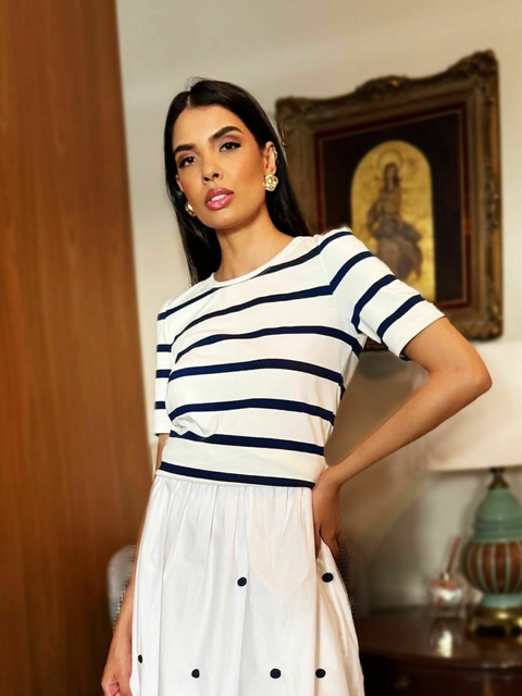 CAMISETA LISTRAS AZUIS - MALHA