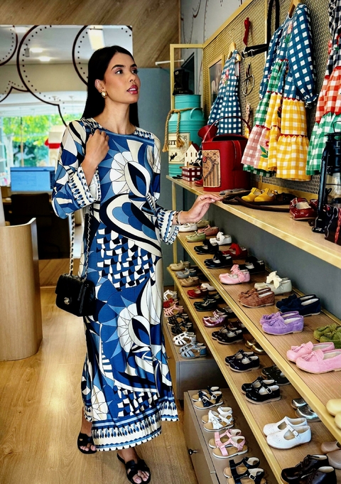 VESTIDO ANY VINTAGE AZUL - JERSEY - comprar online
