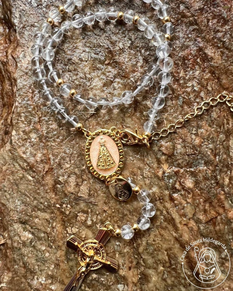 Terço Cristal de Rocha: Tireoide, Taquicardia e ansiedade, dores de garganta - comprar online