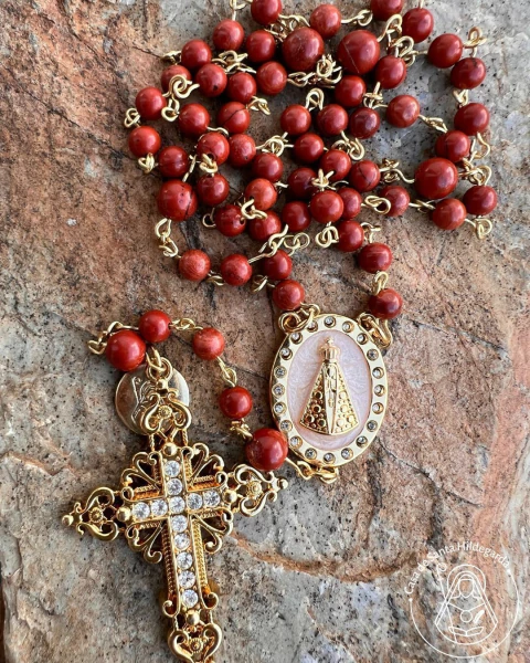 Terço Jaspe - Gold: Gota, dores renais, reumáticas, ciáticas, cólica biliar. - comprar online