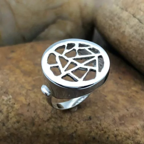 Anel Prata Redondo Vitral