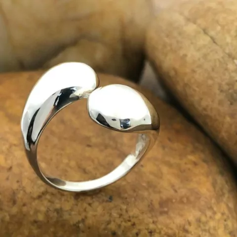 Anel Prata 925 Gota Dupla