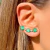 Brinco Ear Cuff Cristal Esmeralda Semi Joia Oval