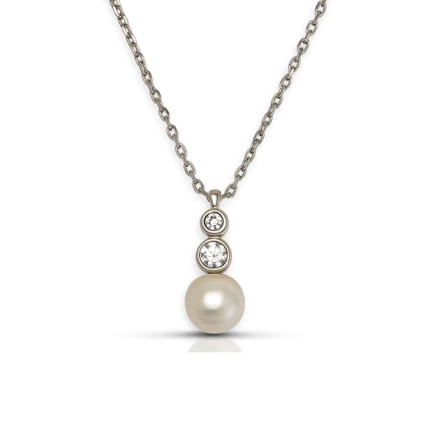 Gargantilha Pingente Pérola com Zircônia em Prata 925 
