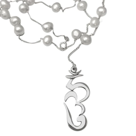 Colar Pérola 5 Elementos Mantra HUM Prata 925