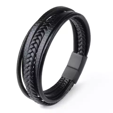 Pulseira Mix Couro Aço
