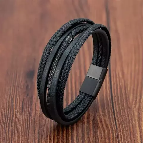 Pulseira Mix Couro Aço