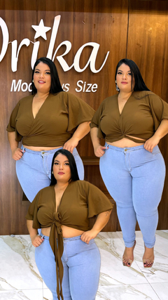 Blusinha 3 formas manga curta DK - Drika Modas Plus Size 