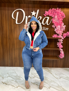 Jaqueta jeans jogger pelinho DK
