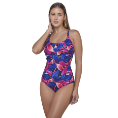 MALLA ENTERIZA ESTAMPADA RESISTENTE al CLORO® DEPORTIVA DE DAMA *ESPALDA ALTA* NATACIÓN-AQUAGYM QUICKLY® - 1131 - Angelo Sport