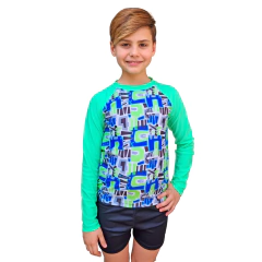 Remeras Manga larga Lycra niñ@s/ adolescentes Protección UV 50 Quickly® - Combinada Azul - comprar online