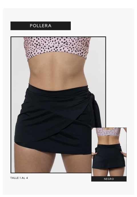 Pollera recta con short de lycra deportivo - 6110 Negro - comprar online