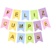 Banderín Feliz Cumpleaños pastel - Letras Doradas