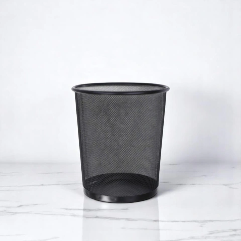 Lixeira Metal Aramado Telada Cesto Lixo Escritório 10 Litros Cor Preto