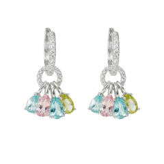 Brinco Argola com Pingentes de Zircônias prata 925 feminino