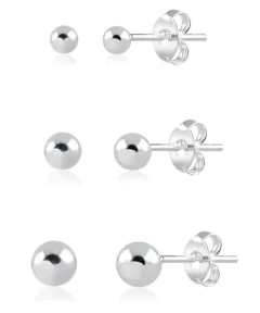 Kit com Três Brincos bolas prata 925