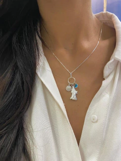 Pingente Patuá Iemanjá Prata 925 com Concha e Pedra Azul na internet