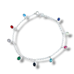 Pulseira Elos Português Com pingentes Zircônia Prata 925 - BellaUna joias 