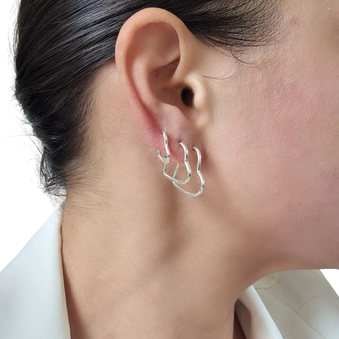 Kit três argolas coração lisas Prata 925 - comprar online