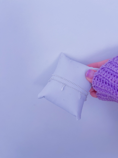 Pulseira dupla gotinha e bolinhas banhada a prata 925 - comprar online