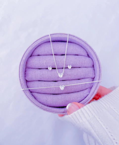 Kit conjunto colar/brinco/pulseira em zircônia coração cristal banhado à prata 925 - comprar online