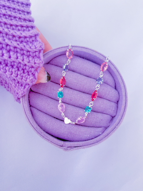 Choker pedrinhas em zircônia colors elo coração