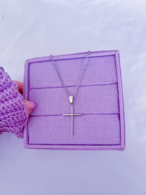 Corrente elo cadeado e cruz aço inox unissex - comprar online