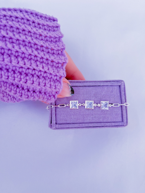 Pulseira carre cristal elo cartier