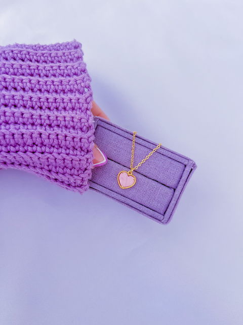 Colar coração madrepérola pink