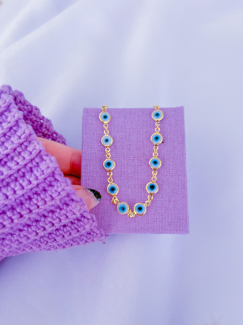 Choker elos olho grego dourada