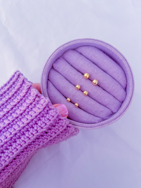 Trio de brincos bolinha banhado a ouro - comprar online