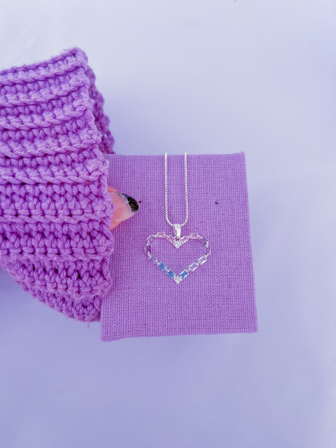 Colar coração cravejado luxo colors