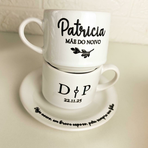 Caixa MDF | 2 Xícara com pires personalizados - comprar online